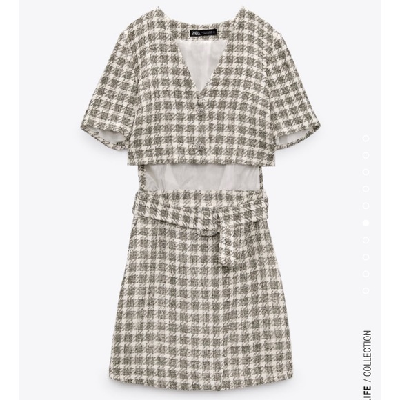 ZARA CUT OUT PLAID DRESS - Picture 1 of 15